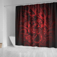 Aotearoa Maori Hei Tiki Shower Curtain Whero Kowhaiwhai Puhoro Motif LT9 - Polynesian Pride