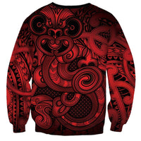 Aotearoa Maori Hei Tiki Sweatshirt Whero Kowhaiwhai Puhoro Motif