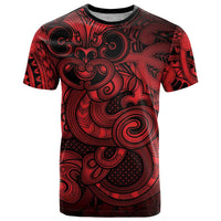 Aotearoa Maori Hei Tiki T Shirt Whero Kowhaiwhai Puhoro Motif LT9 Red - Polynesian Pride