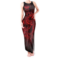 Aotearoa Maori Hei Tiki Tank Maxi Dress Whero Kowhaiwhai Puhoro Motif LT9 Women Red - Polynesian Pride