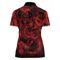 Aotearoa Maori Hei Tiki Women Polo Shirt Whero Kowhaiwhai Puhoro Motif