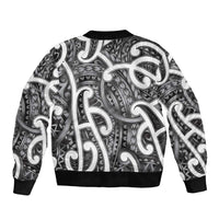Aotearoa Maori Kowhaiwhai Bomber Jacket Kiwikiwi Puhoro and Patiki