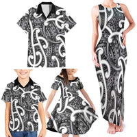 Aotearoa Maori Kowhaiwhai Family Matching Tank Maxi Dress and Hawaiian Shirt Kiwikiwi Puhoro and Patiki LT9 - Polynesian Pride