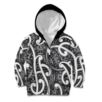 Aotearoa Maori Kowhaiwhai Kid Hoodie Kiwikiwi Puhoro and Patiki LT9 Zip Hoodie Grey - Polynesian Pride