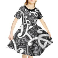 Aotearoa Maori Kowhaiwhai Kid Short Sleeve Dress Kiwikiwi Puhoro and Patiki LT9 - Polynesian Pride