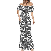 Aotearoa Maori Kowhaiwhai Mermaid Dress Kiwikiwi Puhoro and Patiki LT9 - Polynesian Pride