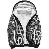 Aotearoa Maori Kowhaiwhai Sherpa Hoodie Kiwikiwi Puhoro and Patiki