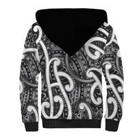 Aotearoa Maori Kowhaiwhai Sherpa Hoodie Kiwikiwi Puhoro and Patiki