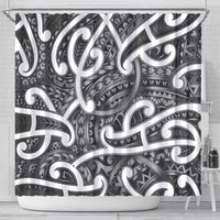 Aotearoa Maori Kowhaiwhai Shower Curtain Kiwikiwi Puhoro and Patiki