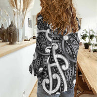 Aotearoa Maori Kowhaiwhai Women Casual Shirt Kiwikiwi Puhoro and Patiki LT9 - Polynesian Pride