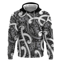 Aotearoa Maori Kowhaiwhai Zip Hoodie Kiwikiwi Puhoro and Patiki LT9 Pullover Hoodie Grey - Polynesian Pride