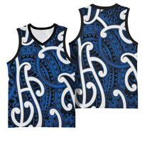 Aotearoa Maori Kowhaiwhai Basketball Jersey Kikorangi Puhoro and Patiki