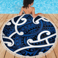 Aotearoa Maori Kowhaiwhai Beach Blanket Kikorangi Puhoro and Patiki