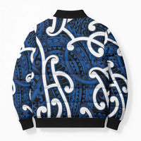 Aotearoa Maori Kowhaiwhai Bomber Puffer Jacket Kikorangi Puhoro and Patiki