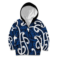 Aotearoa Maori Kowhaiwhai Kid Hoodie Kikorangi Puhoro and Patiki LT9 Zip Hoodie Blue - Polynesian Pride