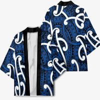 Aotearoa Maori Kowhaiwhai Kimono Kikorangi Puhoro and Patiki