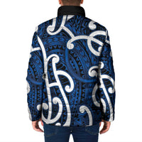 Aotearoa Maori Kowhaiwhai Padded Jacket Kikorangi Puhoro and Patiki