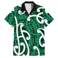 Aotearoa Maori Kowhaiwhai Family Matching Puletasi and Hawaiian Shirt Kakariki Puhoro and Patiki LT9 Dad's Shirt - Short Sleeve Green - Polynesian Pride