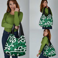 Aotearoa Maori Kowhaiwhai Grocery Bag Kakariki Puhoro and Patiki