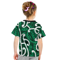 Aotearoa Maori Kowhaiwhai Kid T Shirt Kakariki Puhoro and Patiki LT9 - Polynesian Pride
