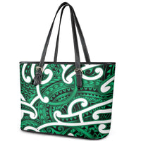 Aotearoa Maori Kowhaiwhai Leather Tote Bag Kakariki Puhoro and Patiki