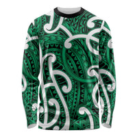 Aotearoa Maori Kowhaiwhai Long Sleeve Shirt Kakariki Puhoro and Patiki LT9 Unisex Green - Polynesian Pride
