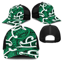 Aotearoa Maori Kowhaiwhai Mesh Trucker Cap Kakariki Puhoro and Patiki