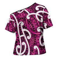 Aotearoa Maori Kowhaiwhai Cross Shoulder Shirt Mawhero Puhoro and Patiki LT9 - Polynesian Pride