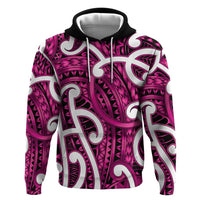 Aotearoa Maori Kowhaiwhai Hoodie Mawhero Puhoro and Patiki LT9 Pullover Hoodie Pink - Polynesian Pride
