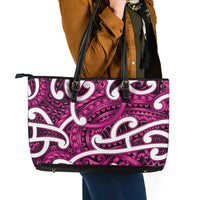 Aotearoa Maori Kowhaiwhai Leather Tote Bag Mawhero Puhoro and Patiki