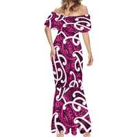 Aotearoa Maori Kowhaiwhai Mermaid Dress Mawhero Puhoro and Patiki