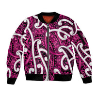 Aotearoa Maori Kowhaiwhai Sleeve Zip Bomber Jacket Mawhero Puhoro and Patiki