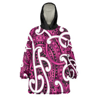 Aotearoa Maori Kowhaiwhai Wearable Blanket Hoodie Mawhero Puhoro and Patiki LT9 One Size Pink - Polynesian Pride
