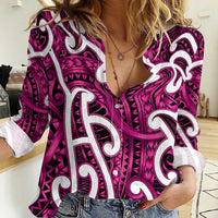 Aotearoa Maori Kowhaiwhai Women Casual Shirt Mawhero Puhoro and Patiki