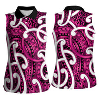 Aotearoa Maori Kowhaiwhai Women Sleeveless Polo Shirt Mawhero Puhoro and Patiki