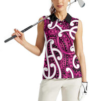 Aotearoa Maori Kowhaiwhai Women Sleeveless Polo Shirt Mawhero Puhoro and Patiki