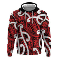 Aotearoa Maori Kowhaiwhai Hoodie Whero Puhoro and Patiki LT9 Pullover Hoodie Red - Polynesian Pride