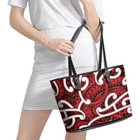 Aotearoa Maori Kowhaiwhai Leather Tote Bag Whero Puhoro and Patiki