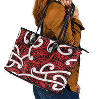 Aotearoa Maori Kowhaiwhai Leather Tote Bag Whero Puhoro and Patiki
