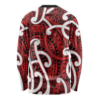 Aotearoa Maori Kowhaiwhai Long Sleeve Shirt Whero Puhoro and Patiki LT9 - Polynesian Pride
