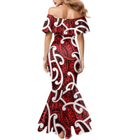 Aotearoa Maori Kowhaiwhai Mermaid Dress Whero Puhoro and Patiki