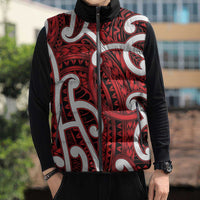Aotearoa Maori Kowhaiwhai Sleeveless Puffer Jacket Whero Puhoro and Patiki