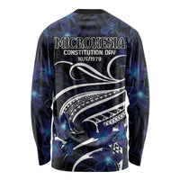 Micronesia Constitution Day Long Sleeve Shirt Since 1979 with Polynesian Hibiscus Pattern