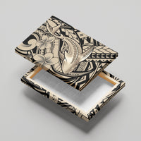 Polynesian Shark Tribal Tattoo Canvas Wall Art Beige Style