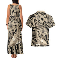 Polynesian Shark Tribal Tattoo Couples Matching Tank Maxi Dress and Hawaiian Shirt Beige Style LT9 - Polynesian Pride