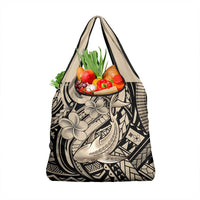 Polynesian Shark Tribal Tattoo Grocery Bag Beige Style
