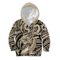 Polynesian Shark Tribal Tattoo Kid Hoodie Beige Style