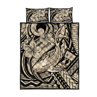 Polynesian Shark Tribal Tattoo Quilt Bed Set Beige Style