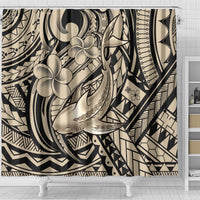 Polynesian Shark Tribal Tattoo Shower Curtain Beige Style
