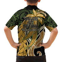 Wallis and Futuna Victory Day Family Matching Off Shoulder Short Dress and Hawaiian Shirt Since 1945 with Polynesian Platinum Floral Tribal LT9 - Polynesian Pride